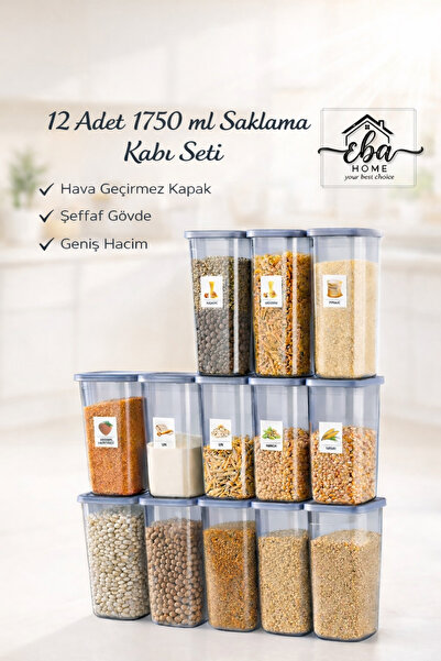 Mako Home مجموعة كبيرة الحجم مكونة من 12 حاوية تخزين طعام مع غطاء وملصق 1750 مل