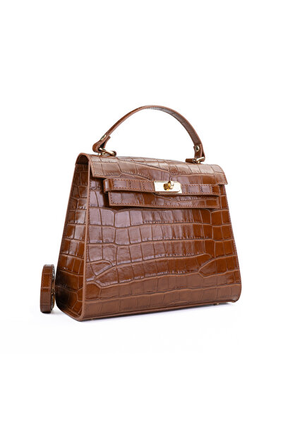 Posete Fagaras Poseta Piele Teresa - Croco - Coniac, Geanta Casual din Piele ...