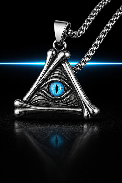 voyageaccessory Mystical Symbol Design Blue Eye Triangle Pendant