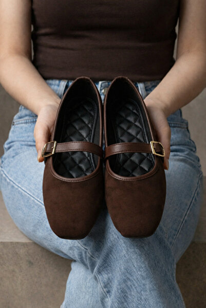 Beyond Жіночі коричневі замшеві туфлі з пряжкою 1 см Mary Jane BYNDSHR04