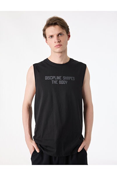 Koton Cotton Printed Sleeveless Crew Neck Sports Tank Top