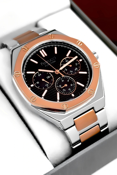 Ferrucci Erkek Kol Saati Rose-Gümüş Renk Çelik Kordon ve Kasa, Function sdfer001