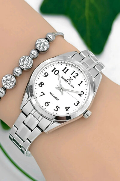 Daniel Klein Women's Wristwatch Silver-Black Detail Color Steel Band & Case S...
