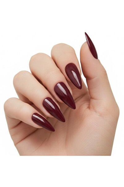 EDA LUXURY BEAUTY 24'lü Koyu Kırmızı Bordo Takma Tırnak Seti Lüks Parlak Extr...