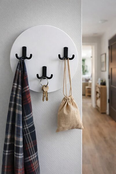 ADIM EBATLAMA 3'lü Duvar Askılık-Anahtar Askılık- Duvar Rafı