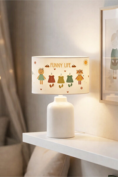 HOMİNG Homing Funny Life Kumaş Başlık Çocuk Odası Abajur AYD-3380