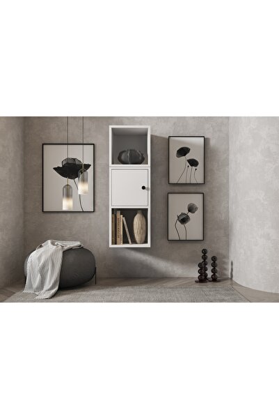 Nettrends Kapakli Rafli Kitaplik 35cm Beyaz Ktp-1010-ç