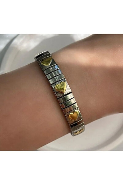 Vitastyle KALP CHARM İTALYAN EZME ÇELİK BİLEZİK