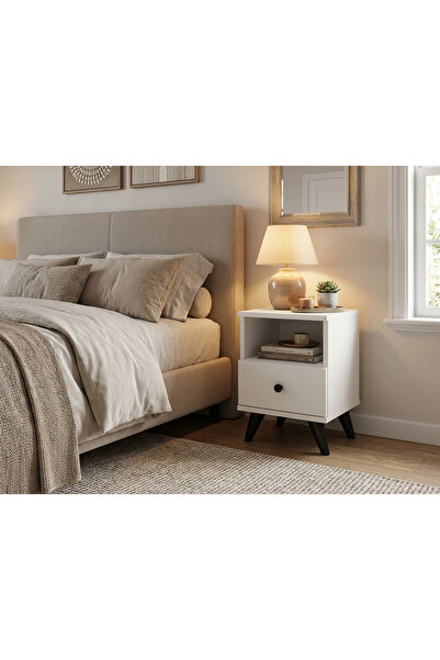 Dienni Simple Komodin Tek Raflı Tek Çekmeceli 30x44x48 BEYAZ