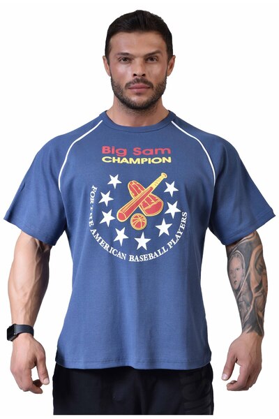 Big Sam Indigo Baseball T-Shirt Relaxed Fit Big Sam 3068