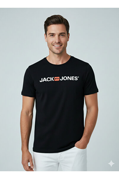 Jack & Jones Ανδρικό μπλουζάκι με στάμπα λογότυπου, κοντό μανίκι και λαιμόκοψ...