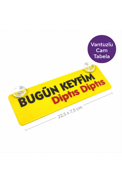 wonderlike Bugün Yazılı Dekor plaka- Sarı Renk Araç İçi Cam Süsü ve Ofis Akse...