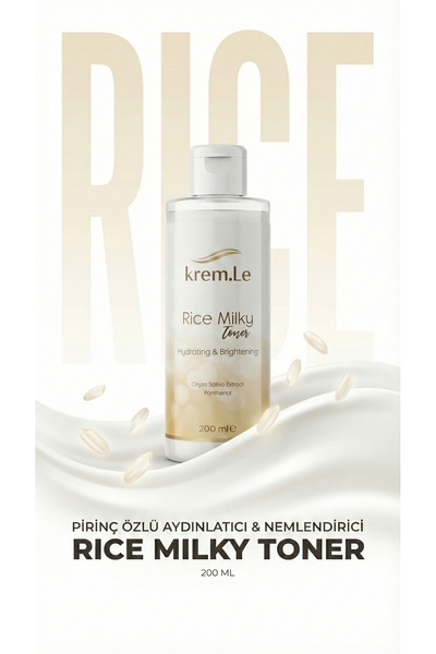 krem.Le Rice Milky Toner – Pirinç Özlü Aydınlatıcı & Nemlendirici Tonik | Süt...