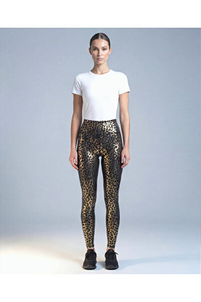 Miss Prova Γυαλιστερό χρυσό λεπτομερές ελαστικό κολάν υψηλής ποιότητας με σχέ...