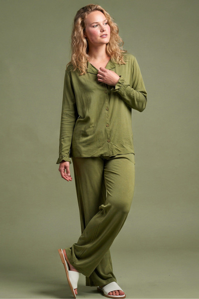 OMG Women's premium viscose Stretch Fabric buttoned pajama set - soft texture...