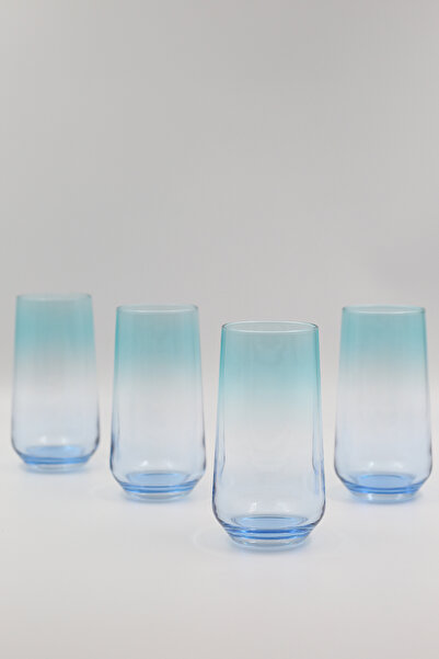 Rakle Marseille 4Pcs Soft Drink Glass Set Blue-Turquoise 470Cc