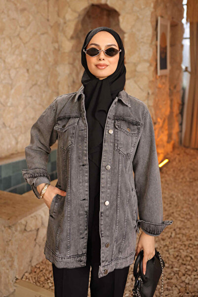 İmajButik سترة الدنيم جيب المدخن