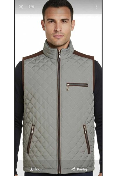HAMİTOGULLARI Gray Tie Stitched Quilted Vest