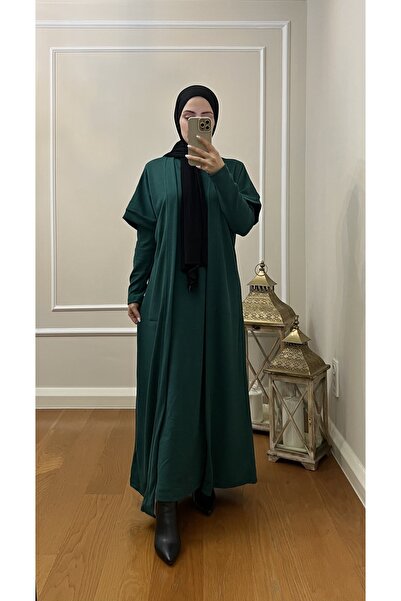 Esre Store 4441-H2- طقم حجاب فستان كارديجان أخضر
