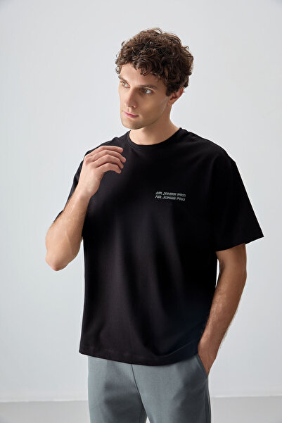 AIR JONES Crna Pamuk pakovanja debele Mekane teksture Oversize kroj fit Štamp...