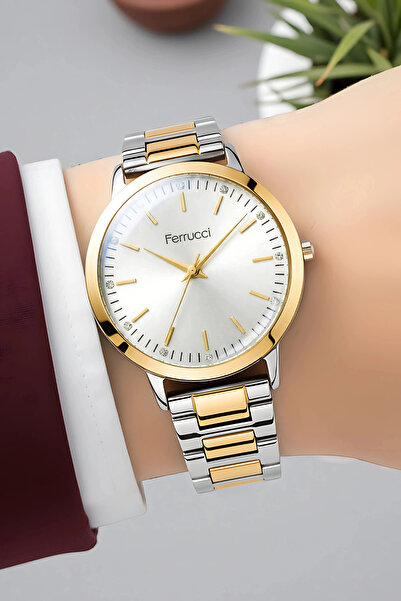 Ferrucci Steel Cord Steel Case Women Wrist Watch Silver-Gold Sdfer189