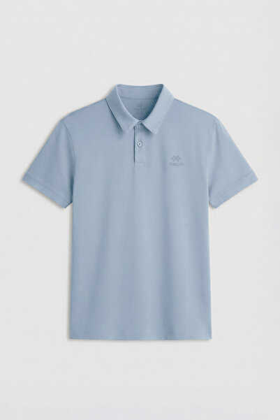 TOMMY LIFE Ανδρικό μπλουζάκι Ice Blue Standard Fit Basic Polo Neck - 87748
