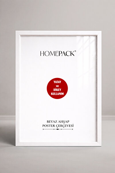 HOMEPACK 35X50 CM Beyaz Ahşap Çerçeveli Poster Çerçevesi, Boş Çerçeve, BEYAZ-...