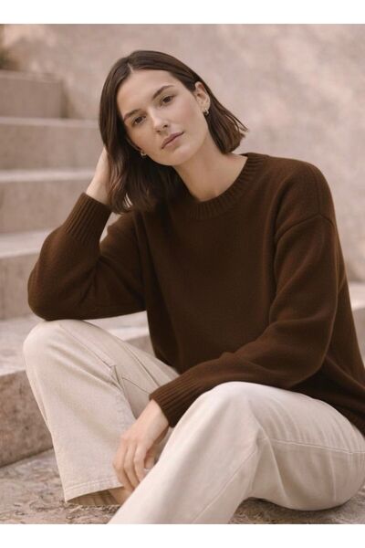 YUGA KNİTTİNG PULOVER DE TRICOTAT DE BAZĂ CU Gâtul Crew, Textura Moale, Mărim...