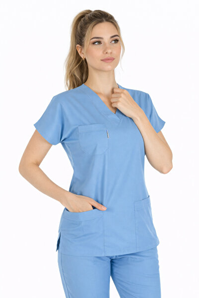 Alsancak Üniforma Uniforme chirurgicale din țesătură subțire Alaskan Blue mat...