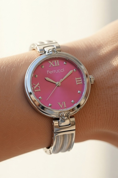 Ferrucci Women's Premium Wristwatch Steel Case Special Design Steel Cord Wate...