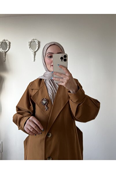 Esre Store Trench Hijab Broșă Detaliată Bronz
