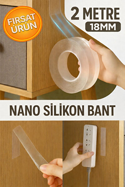 ANI OFİS KIRTASİYE A K Şeffaf Çift Taraflı Nano Bant–2 Metre 18mm İz Bırakmaz...