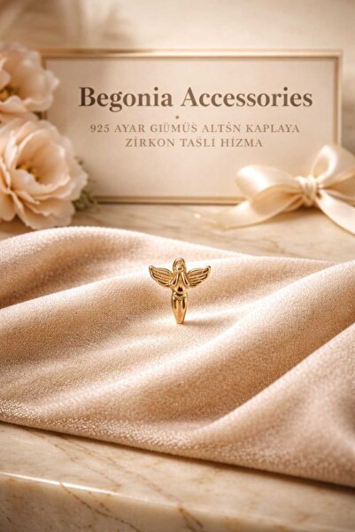 Begonia Accessories 925 Ayar Gümüş Zirkon Taşlı Gold Melek Hızma Piercing