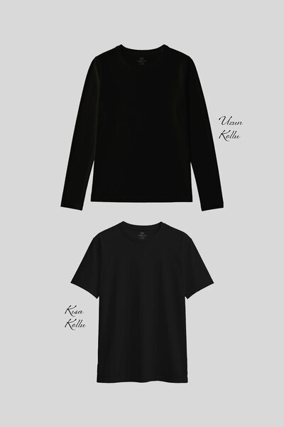 TOMMY LIFE Basic O Neck 2 Pack Black Women's T-Shirt