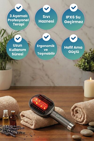 Xo FG12 EMS ve Kırmızı Işık Terapili Akıllı Masaj Tarağı - Titreşimli Saç Bak...
