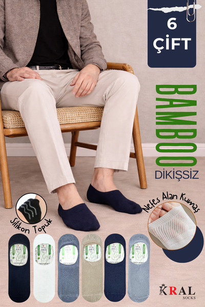 KRAL SOCKS Șosete balerină pentru bărbați (parfumate fără sudură din bambus 6...