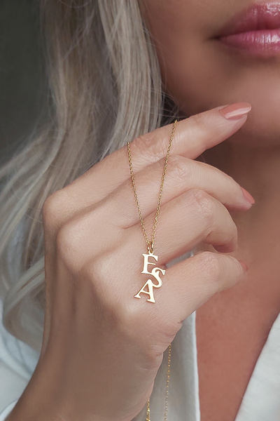 VAOOV 925 Ayar Gümüş Üç Harfli Kişiye Özel Kolye