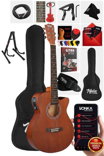 Midex Phx-188st Ekolayzerli Elektro Akustik Gitar 4/4 Gerçek Ağaç (STAND ASKI...