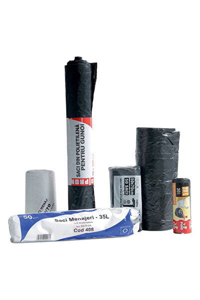 Intern Saci de curățare 240 l 110 x 125 cm LPDE negri 10 bucăți/rolă