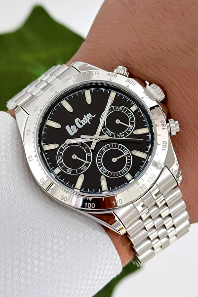 Lee Cooper Men's Silver-Black Wrist Watch - Steel Cord and Case, 3Atm Bracele...