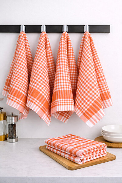 LilaMOON مناديل قطنية مربعة باللون البرتقالي مكونة من 4 قطع، قماش للتجفيف، غط...