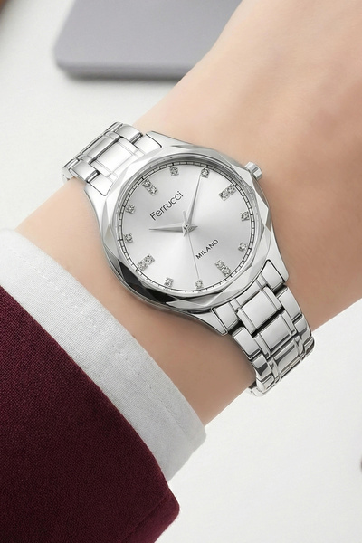 Ferrucci Steel Cord Steel Case Women Wrist Watch Silver Sdfer191