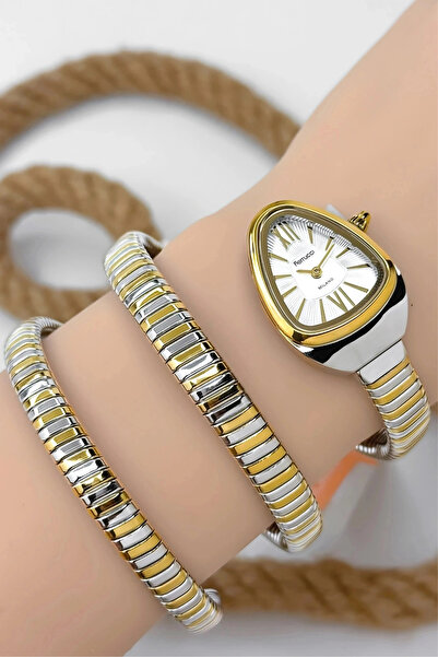 Ferrucci Çelik Kordon Yılan Model , Kadın Kol Saati, 3atm Suya Dayanıklı Gold...