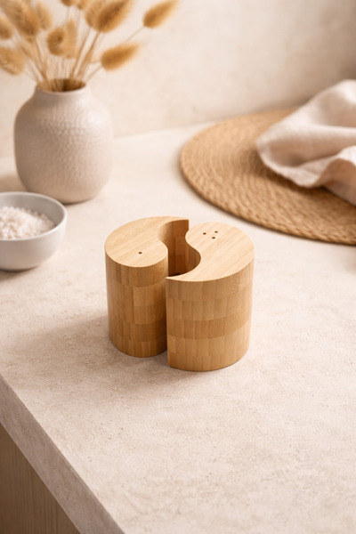 Anadolu Saray طقم موزع ملح وفلفل من الخيزران الطبيعي بتصميم إنفينيتي - تصميم ...