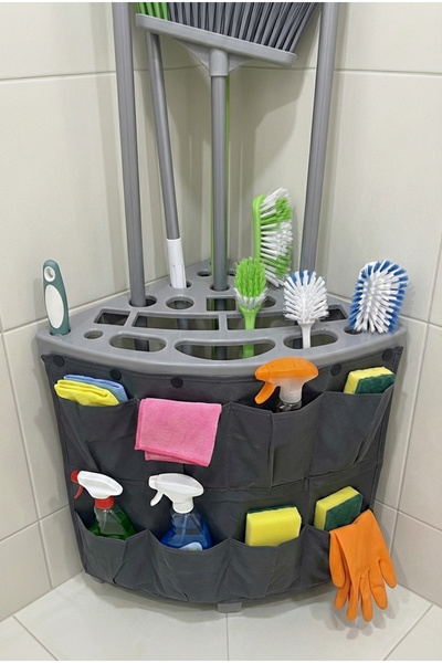 Saban Köşe Tipi Çok Amaçlı Temizlik Seti Organizeri – Süpürge, Faraş ve Temiz...