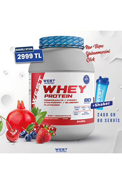 West Nutrition Whey Protein Tozu 2400 gr 80 Servis Reds Nar Vişne Çilek Aromalı