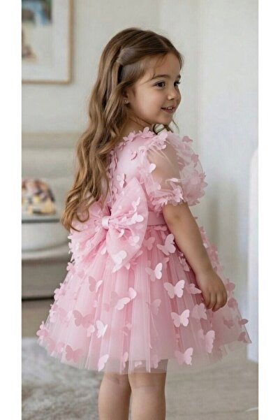BİLGEN Style Дівчача сукня Літня Метелик 3D Об'ємна Вечірня Сукня для Особлив...