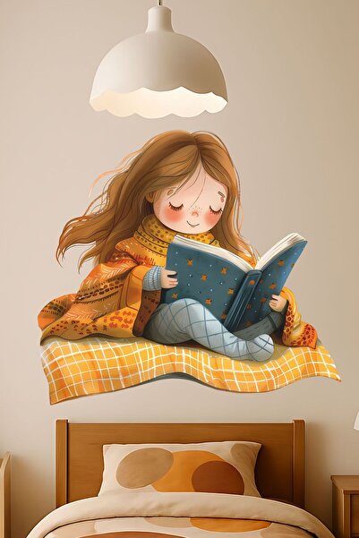Aysha Tasarım Girl Reading a Book Wall Sticker – 49X44 cm |   Education and F...