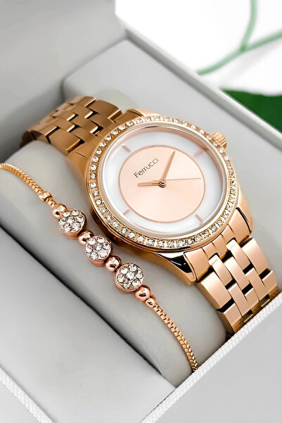 Ferrucci Steel Cord & Case Women Wrist Watch, 3Atm Water Resistant Rose Sdfer179