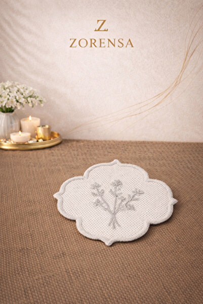ZORENSA Set of 6 Floral Embroidered Cocktail Napkins – Coffee Serving Set